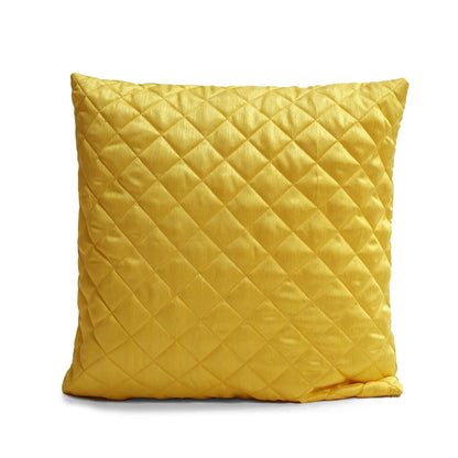 Lemon yellow Quilted Faux Dupioni Silk Cushion Covers Throw Pillow, Zipper Closure, Accent Pillow  Decorative pillow by HOME HEART Brands
