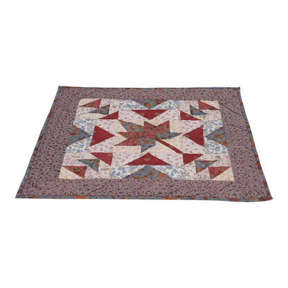 Hand Quilted table topper, square mat runner, patchwork , small quilt, Autumn leaves prints sew pocket by HOME HEART Brands(Made in India)