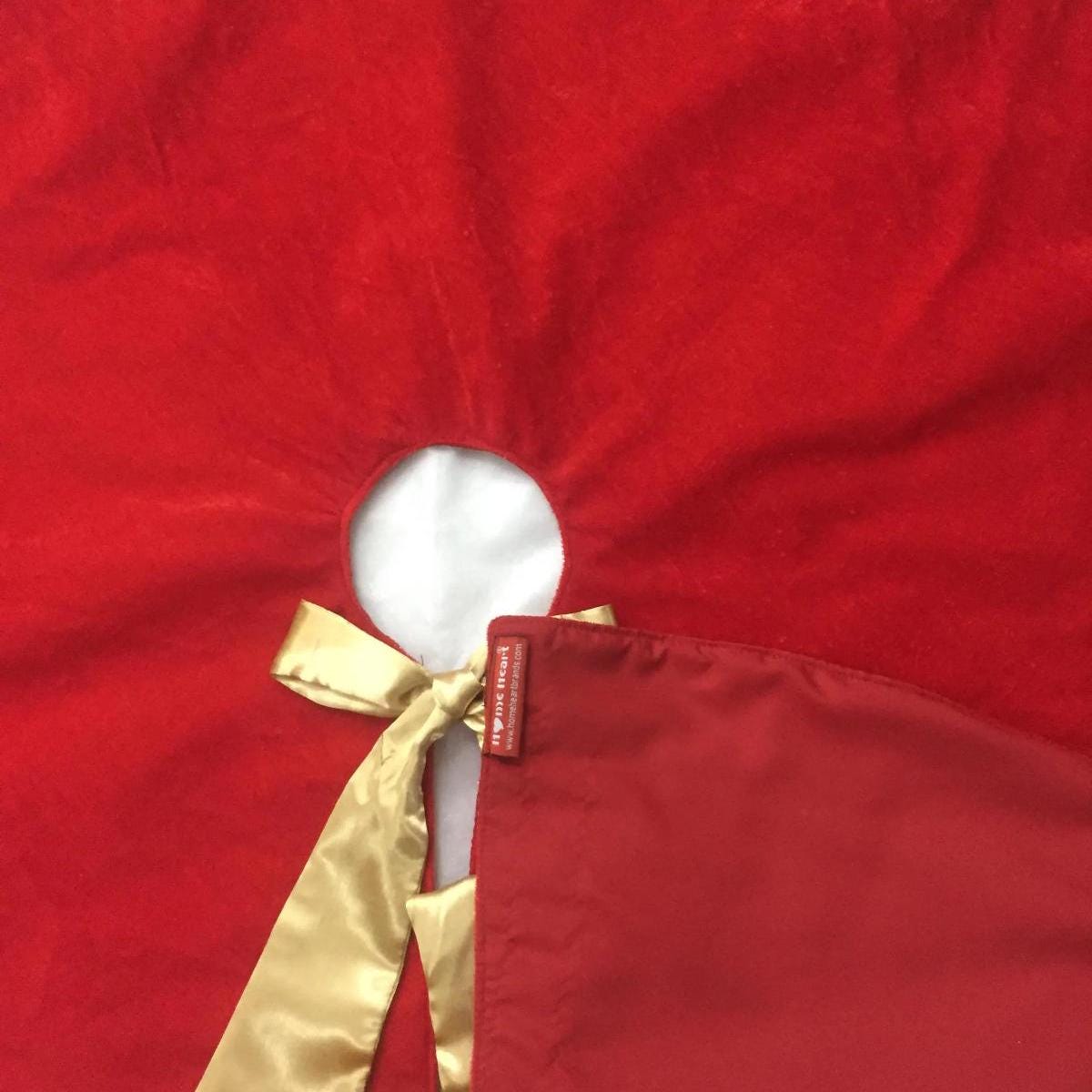 Christmas tree skirt Luxurious red velvet satin bow double Layer Heirloom Quality by HOME HEART Brands(Made in India)