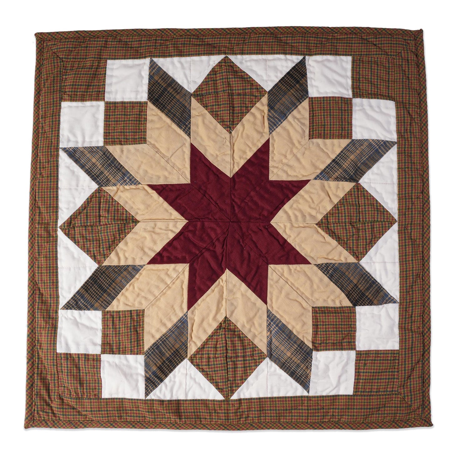 Hand made Hand quilted Throw Quilt, Table Topper 20"x20" Broken star quilt by Home Heart brands (Made in India)