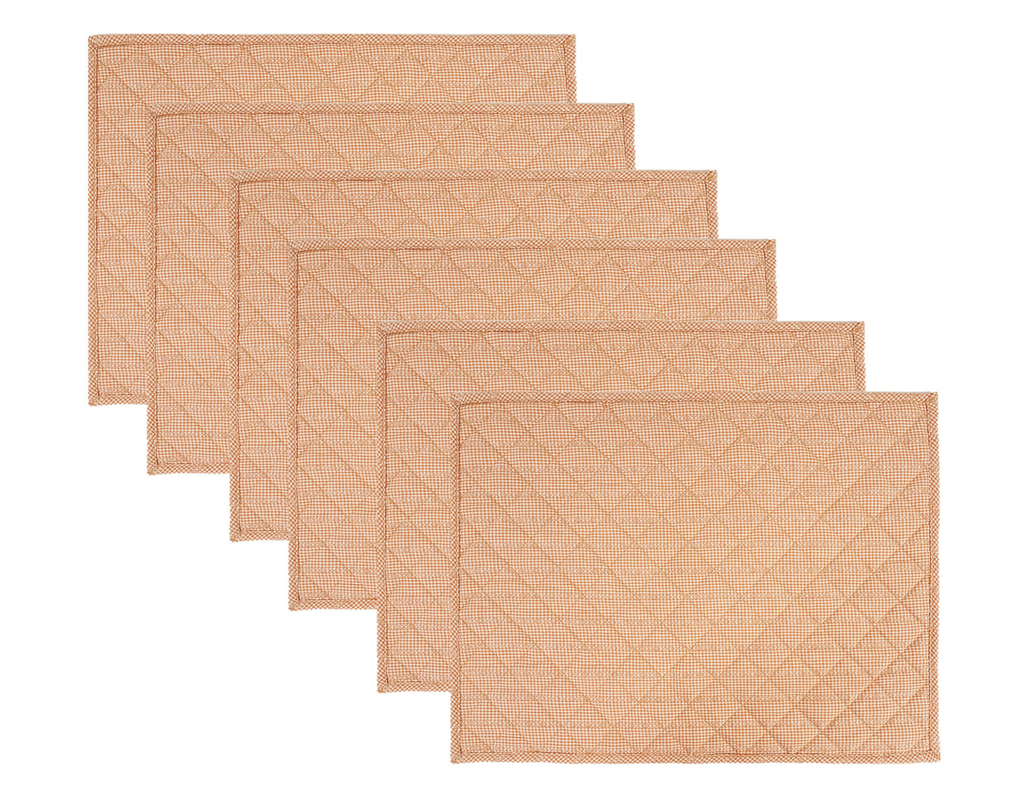 Quilted PLACEMAT Ginger bread light brown Plaid 14"X19" by HOME HEART Brands/Table mat(5927)