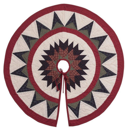 Christmas tree skirt Table top tree skirt Lone Star calico plaid hand quilted patchwork Heirloom Quality by HOME HEART Brands(Made in India)