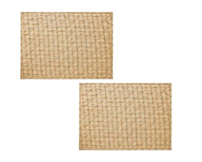 Quilted PLACEMAT beige with black & red Country Plaid 14"X19" by HOME HEART Brands/Table mat(5931)