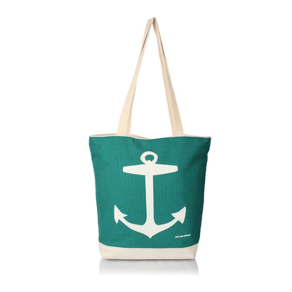 Hand bag Canvas shoulder duck cotton Tote Bag Nautical Anchor Theme 12oz  with Pocket, Top for Shopping, Picnic, School , Travel, Beach