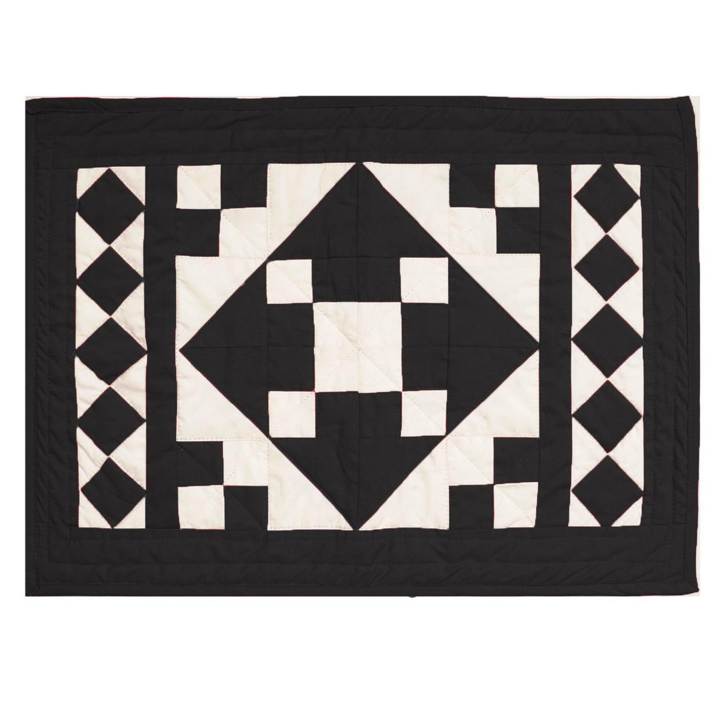 Quilted placemats / Tablemat patchwork Country Black diamond square table top by HOME HEART Brands(Made in India)