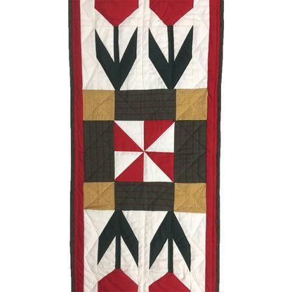 Tulip hand made, hand quilted table runner, throw, patchwork Table Toppers Calico Country cotton fabric by HOME HEART Brands(made in INDIA)
