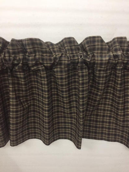 Plaid check Star embroidered valance panel Country black & beige Window Treatment Panels Check valance by HOME HEART Brands (Made in India)