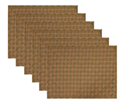 Quilted PLACEMAT / Table mat green gold plaid green accent Country Plaid 14"X19" by HOME HEART Brands(Made in India)