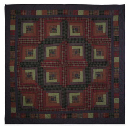 Throw Quilt, wall hanging quilt,Table Topper quilt 44"x44" Log cabin patchwork Hand Quilted 100% Cotton by Home Heart brands (Made in India)