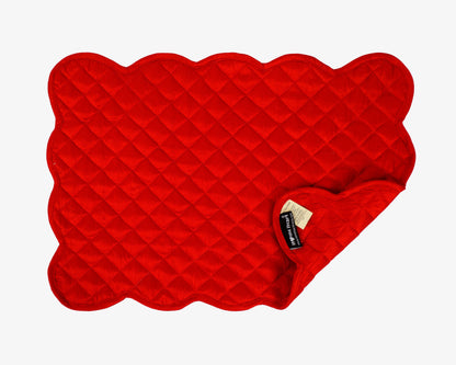 Quilted Table runner, Trivet, placemat  & Table toppers  duiponi Silk red reversible design by HOME HEART Brands(Made in India)