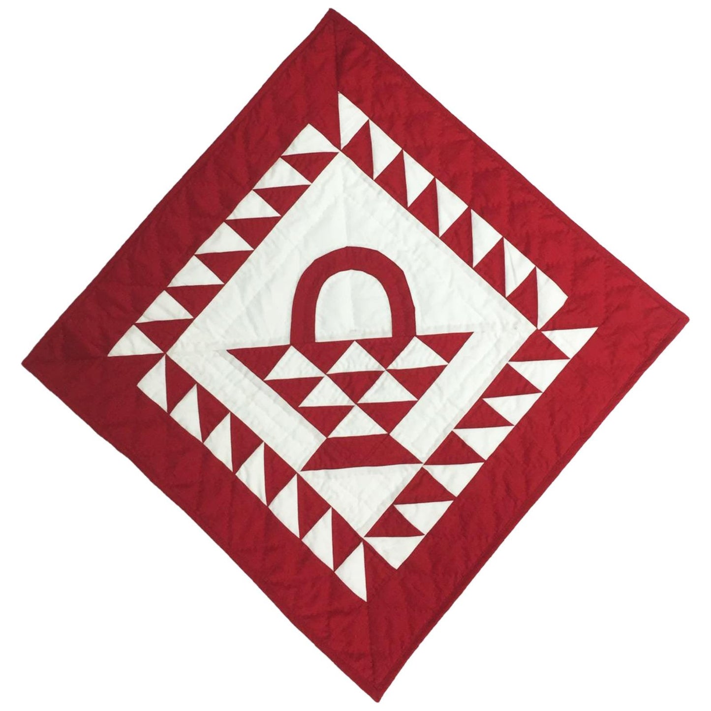 Wall hanging quilt, Small quilt, Throws, Table Toppers quilt, Baby Quilt, Basket Cranberry Red/Off-White Cotton fabric by HOME HEART Brands