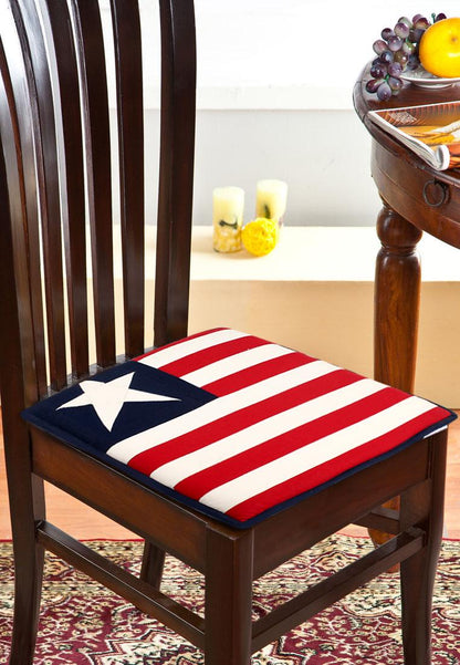 Chair Pad Premium tapestry cotton fabric OLD GLORY 2 inch thick seat pad with ties Any Size Available by Home Heart Brands(Made in India)