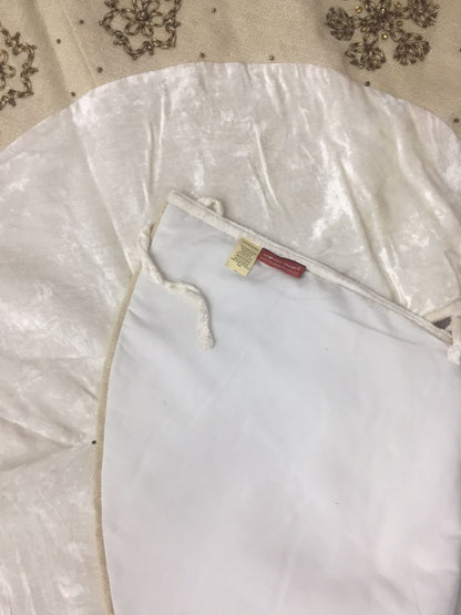 Christmas tree skirt hand embroidered Snow flakes classic ivory micro Velvet and lurex jute border Thick Double Layer by HOME HEART Brands
