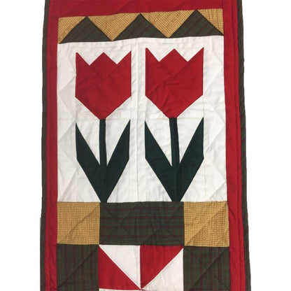 Tulip hand made, hand quilted table runner, throw, patchwork Table Toppers Calico Country cotton fabric by HOME HEART Brands(made in INDIA)