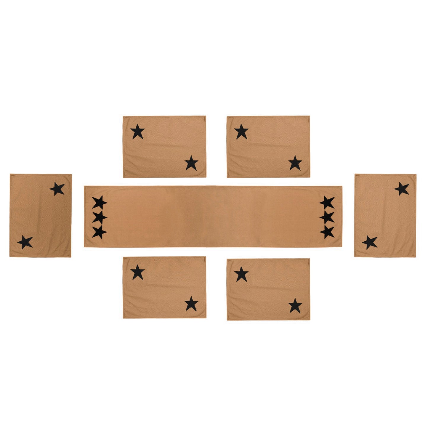 Cotton placemat & Toppers Premium tapestry cotton fabric beige with black star applique embroidered by Home Heart Brands(Made in India)