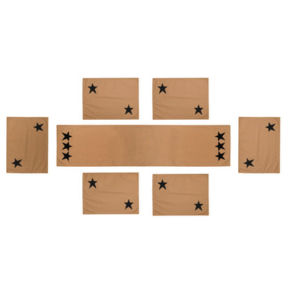 Cotton placemat & Toppers Premium tapestry cotton fabric beige with black star applique embroidered by Home Heart Brands(Made in India)