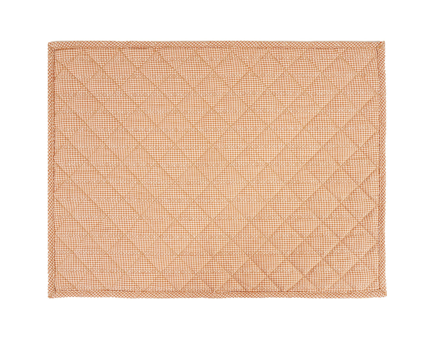 Quilted PLACEMAT Ginger bread light brown Plaid 14"X19" by HOME HEART Brands/Table mat(5927)