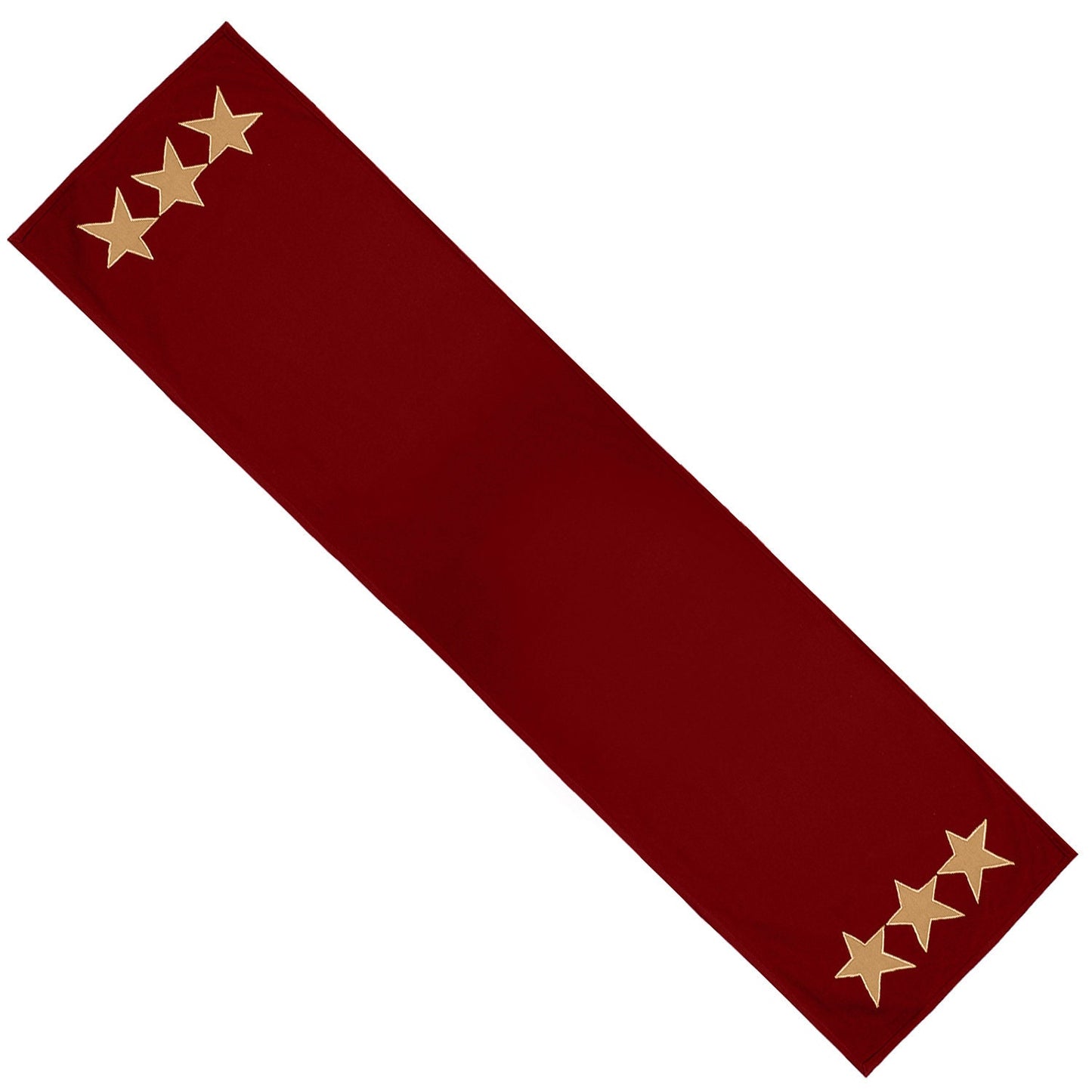 Cotton Table runner & Toppers Premium tapestry fabric dark red with beige star applique embroidered by Home Heart Brands(Made in India)