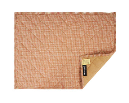 Quilted PLACEMAT Ginger bread light brown Plaid 14"X19" by HOME HEART Brands/Table mat(5927)