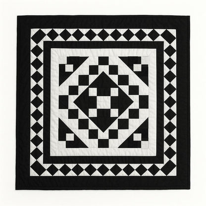 Hand made hand quilted quilt, table accent piece, Table topper Black Diamond square quilt 100% Cotton Heirloom Quality by HOME HEART Brands