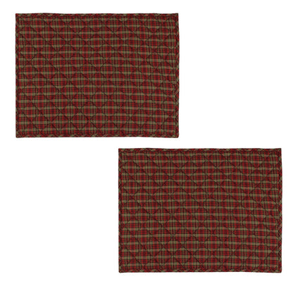 Quilted PLACEMAT cranberry red Country Plaid 14"X19" by HOME HEART Brands/Tablemat
