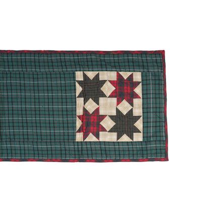 Hand Quilted patchwork 13"x42" Table Runner & Toppers Country planned sampler plaid cotton fabric by HOME HEART Brands(made in INDIA)