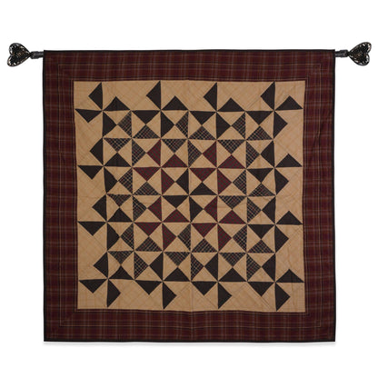 Hand made calico plaid Pinwheel 44"x44" Cotton Hand Quilted patchwork Wall hanging & Toppers, baby quilt by HOME HEART Brands