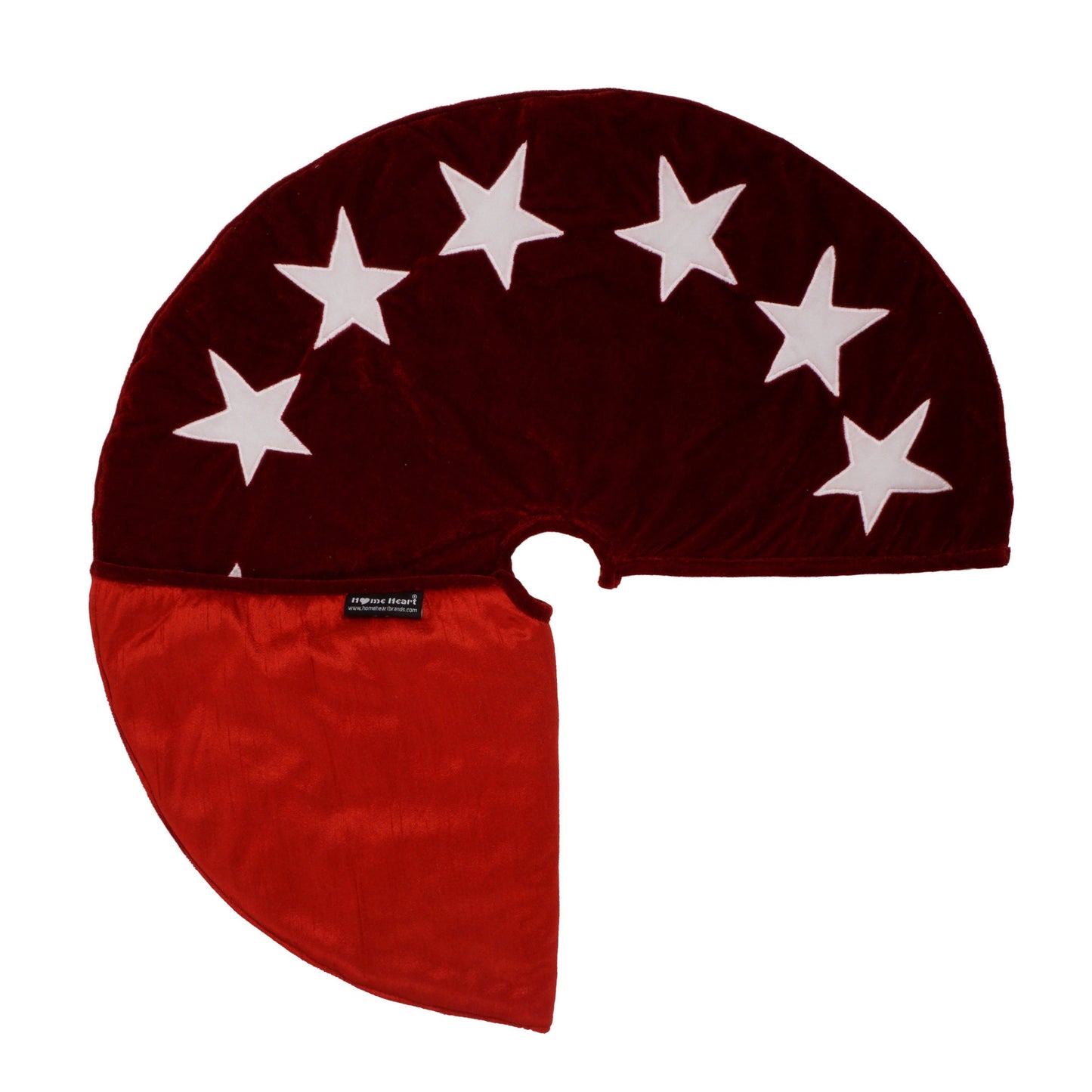 Christmas tree skirt classic micro burgundy Velvet fabric with Star Applique Thick Double Layer by HOME HEART Brands