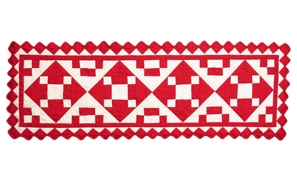 Quilted Table Runners & Toppers patchwork red diamond square calico by HOME HEART Brands( made in INDIA)