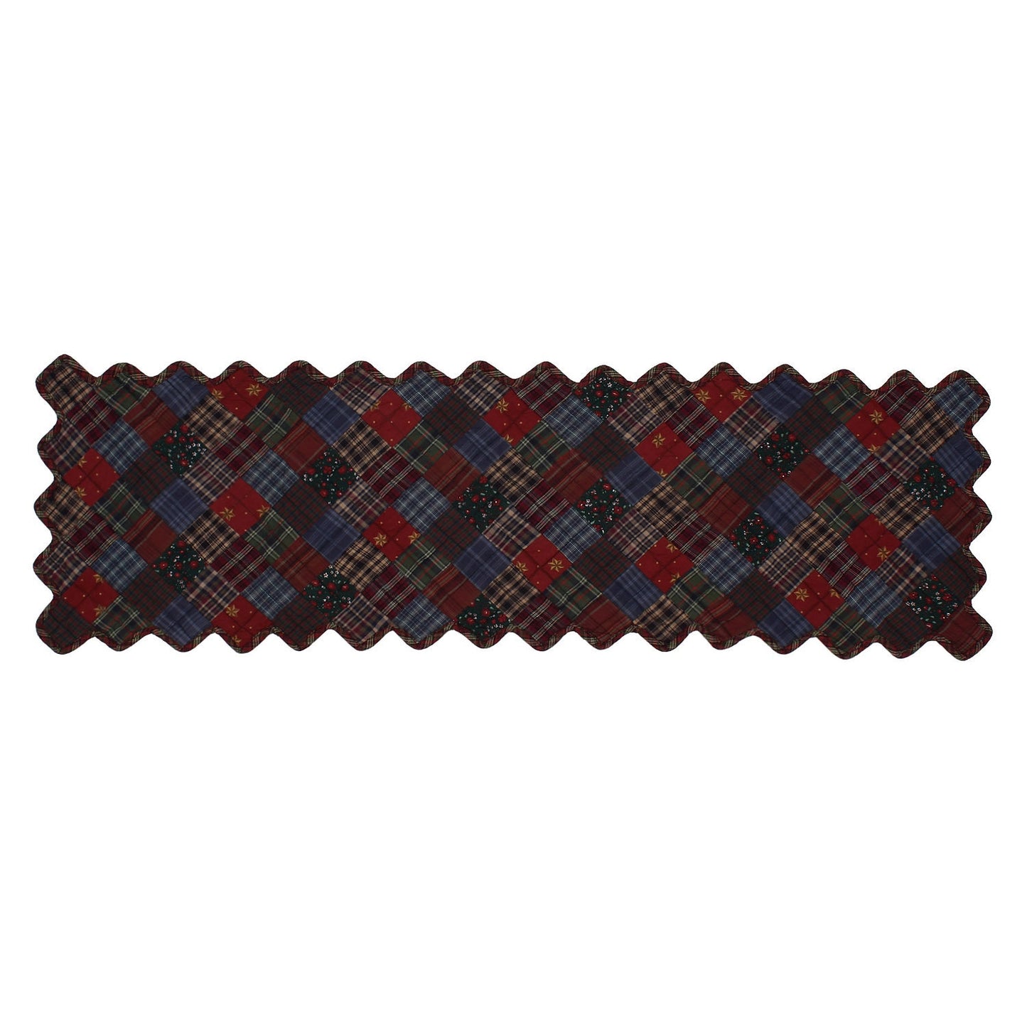 Quilted Table Runner & Toppers Patchwork country mix plaid print lincoln style by HOME HEART Brands(Made in India)