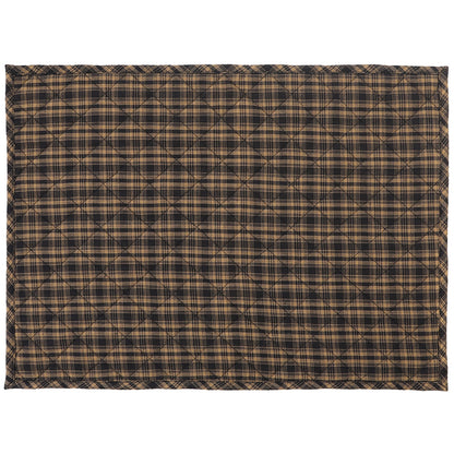 Quilted PLACEMAT Black/Beige Country Plaid Country Plaid 14"X19" by HOME HEART Brands/Tablemat