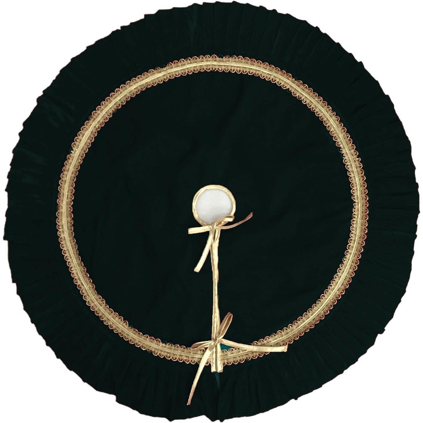 Tree Skirt with ruffle Handcrafted bottle green Velvet, Gold Trim & gold border Double Layer Heirloom by HOME HEART Brands(Made in India)