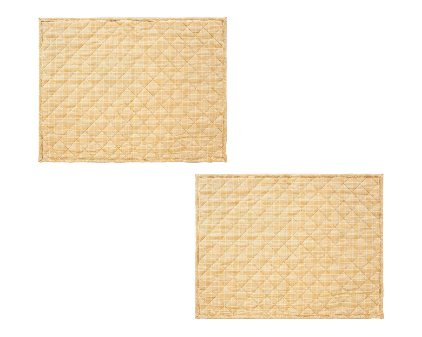 Quilted PLACEMAT beige Country Plaid 14"X19" by HOME HEART Brands/Tablemat
