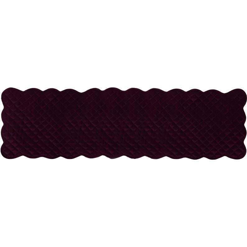 Dupioni silk Artistic Byzantium purple quilted Table Runner & Toppers scalloped border reversible by Home Heart Brands(made in INDIA)