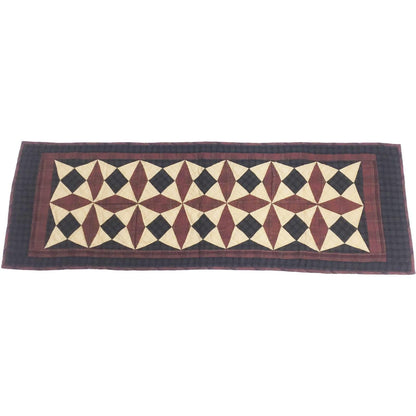 Hand Quilted crafted Heritage spinning wheel patchwork plaid table runner 16"x50" Table Toppers by HOME HEART Brands(Made in India)