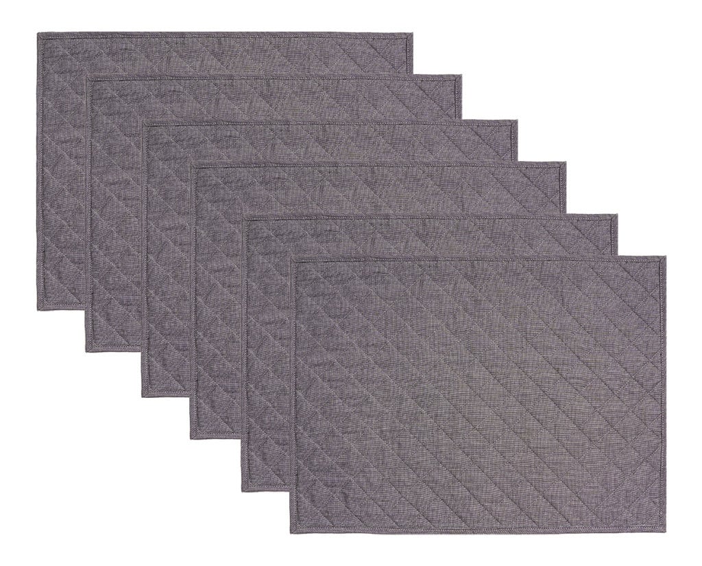 Quilted placemat table mat gray 100% cotton chambray 14"X19" by HOME HEART Brands (made in INDIA)