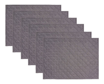 Quilted placemat table mat gray 100% cotton chambray 14"X19" by HOME HEART Brands (made in INDIA)