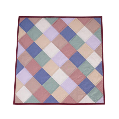 Small quilt hand quilted 20"x20" table topper,square block, patchwork CALICO square country rod pocket by HOME HEART Brands(Made in India)