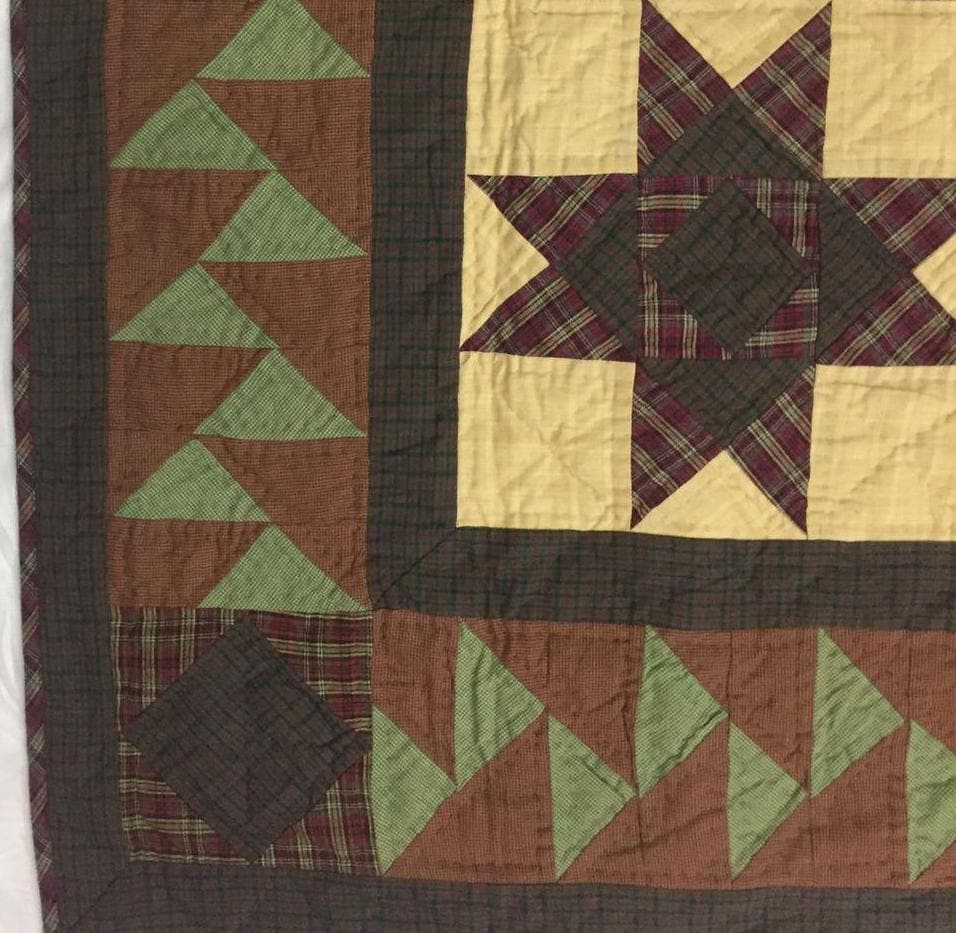 Hand made Hand quilted Throw Quilt, Table Toppers 44"x44"  Christmas star patchwork Cotton quilt by Home Heart brands (Made in India)