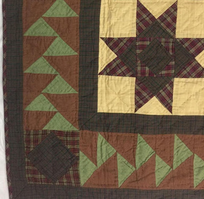 Hand made Hand quilted Throw Quilt, Table Toppers 44"x44"  Christmas star patchwork Cotton quilt by Home Heart brands (Made in India)