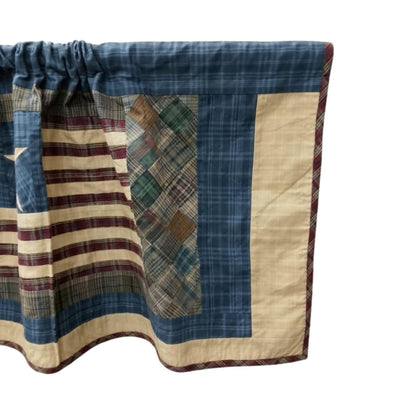 Window valance panel Plaid patchwork quilted Old glory Americana flag Window Treatment  valance 17"x72" by HOME HEART Brands (Made in India)