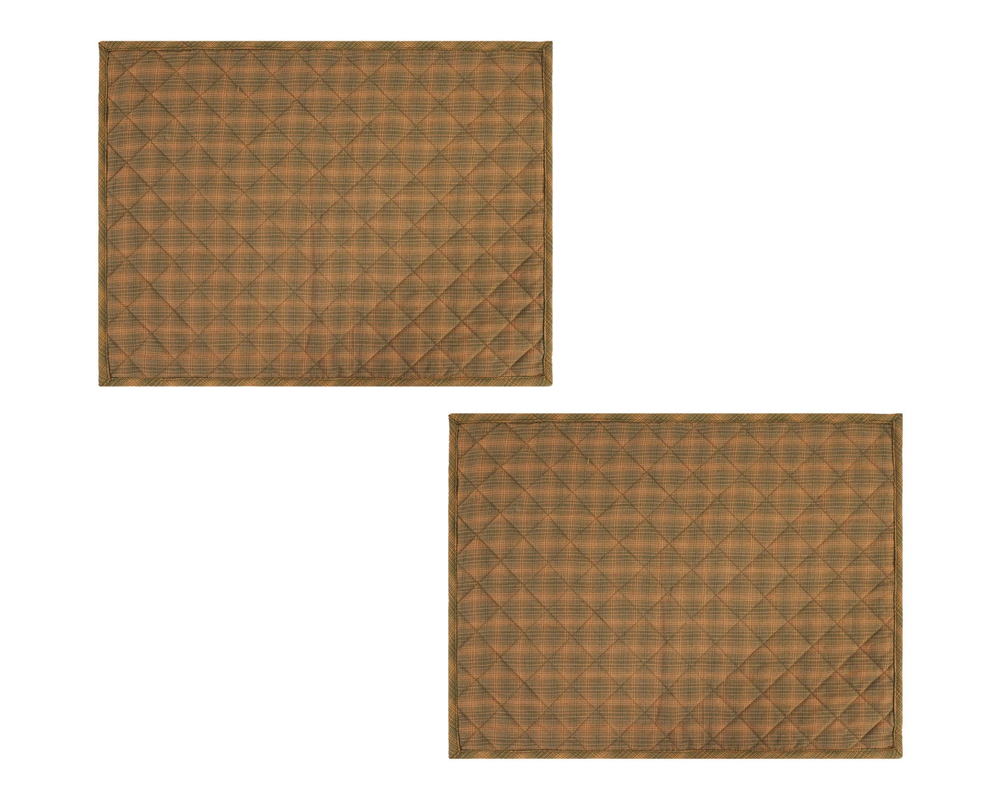 Quilted PLACEMAT / Table mat green gold plaid green accent Country Plaid 14"X19" by HOME HEART Brands(Made in India)