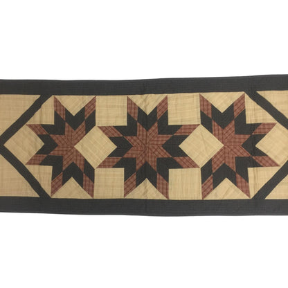 Hand Quilted crafted Country Charm Star patchwork plaid table runner 16"x50" Table Toppers by HOME HEART Brands(Made in India)