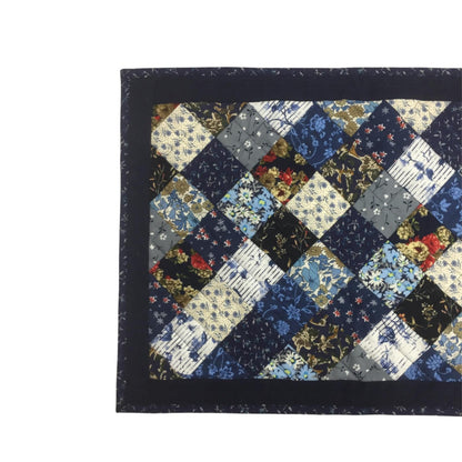 quilted placemats tablemats patchwork Flower Garden, Blue white Calico multi floral print  14"X19" by HOME HEART Brands (Made in India)