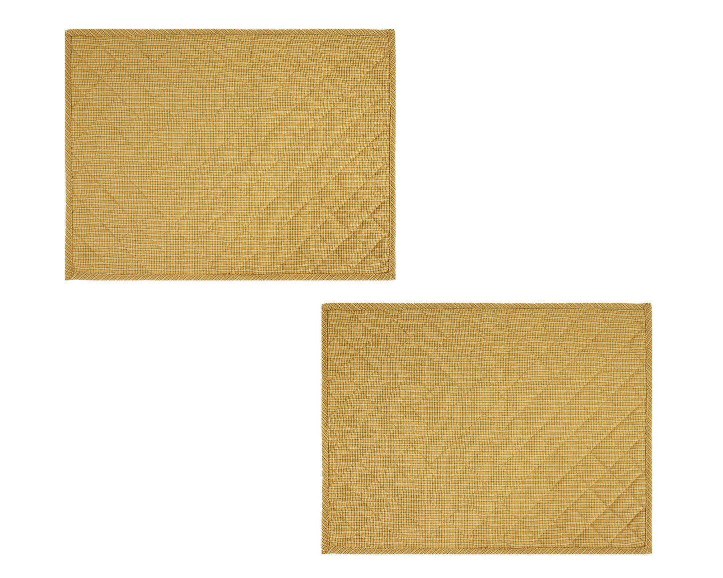 Quilted PLACEMAT pumpkin yellow  Country Plaid 14"X19" by HOME HEART Brands/Tablemat