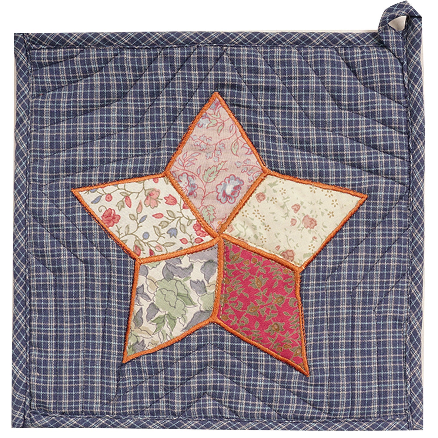 Quilted Pot Holder/Table topper/hot pads patchwork for kitchen embroidered star 9"x9" by HOME HEART Brands( Made in India)