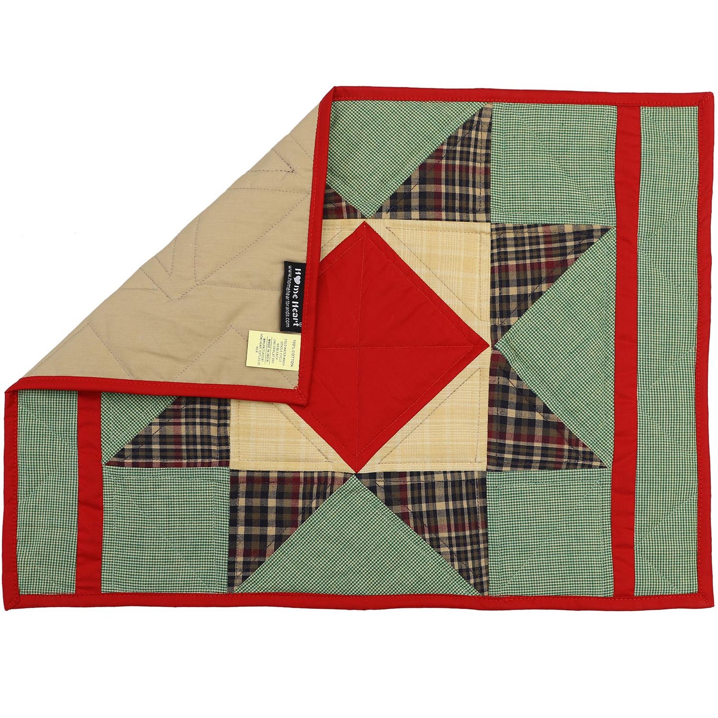 Christmas Quilted placemat & table mat, table top, table runner patchwork Rising Country Star by HOME HEART Brands (made in INDIA)