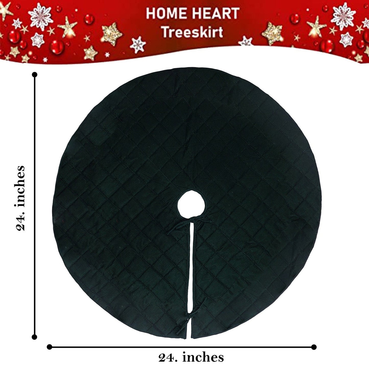 Christmas tree skirt dark bottle green micro Velvet Quilted Thick Double Layer by HOME HEART Brands