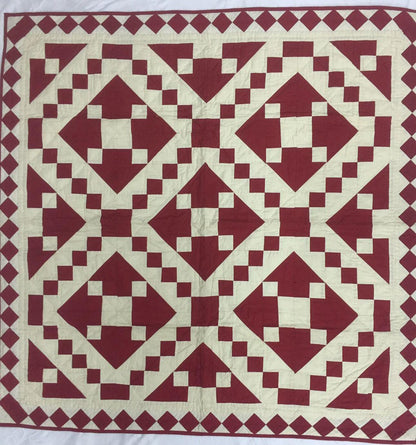 Wall hanging Hand made hand quilted quilt, Throw, Table topper Red Diamond chain square 100% Cotton Heirloom Quality by HOME HEART Brands