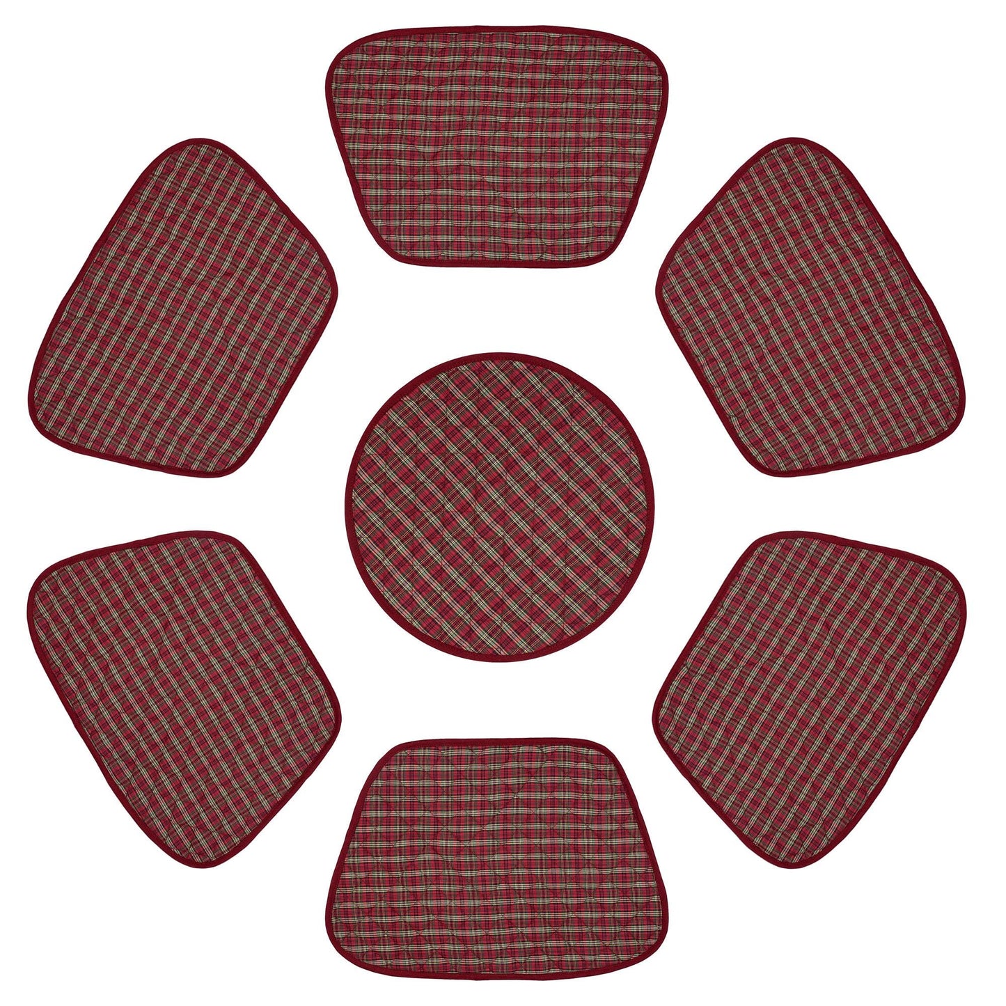 Wedge quilted placemat ,Trivet, pot holder, table mat christmas red plaid cotton reversible placemat by HOME HEART Brands(India)